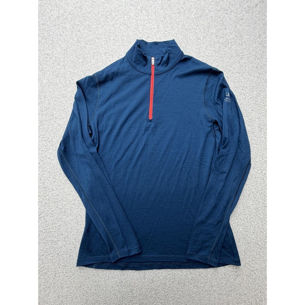 Icebreaker Bodyfit 200 Shirt Womens Large Blue 1/4 Zip Merino Wool Base Layer